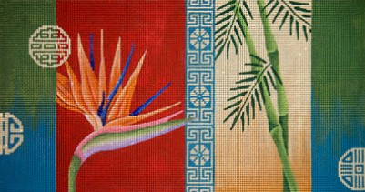 click here to view larger image of Bird of Paradise/Bamboo/Coins (hand painted canvases)