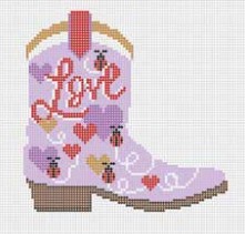 click here to view larger image of Love Bug Cowboy Boot (hand painted canvases)