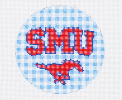 click here to view larger image of SMU Gingham Round (hand painted canvases)
