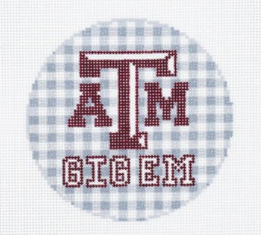 click here to view larger image of Texas A&M Gingham Round (hand painted canvases)