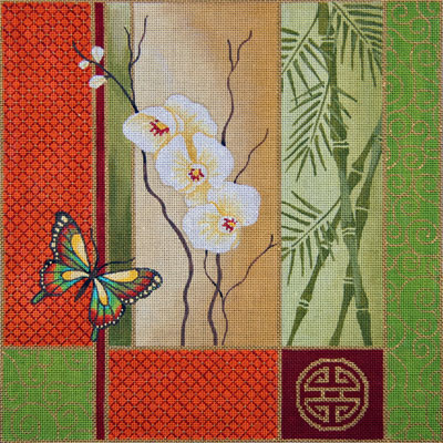 click here to view larger image of Orchids and Long Life (hand painted canvases)