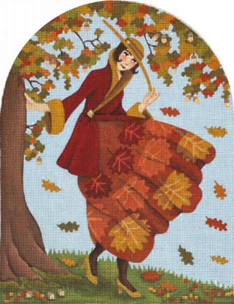 click here to view larger image of Autumn Vintage Lady (hand painted canvases)