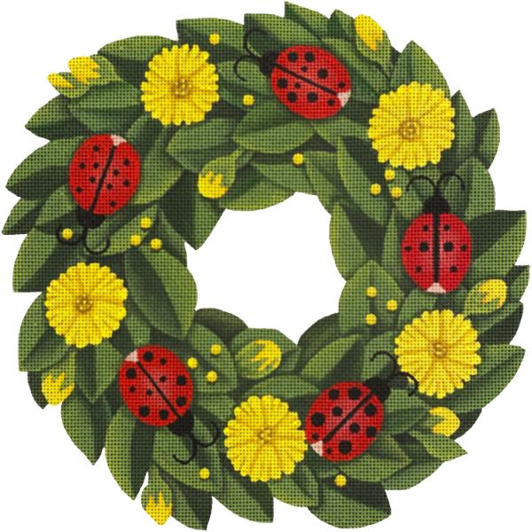 click here to view larger image of Ladybug Wreath (hand painted canvases)