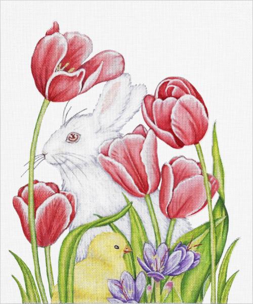 click here to view larger image of Spring Bunny and Chick (hand painted canvases)