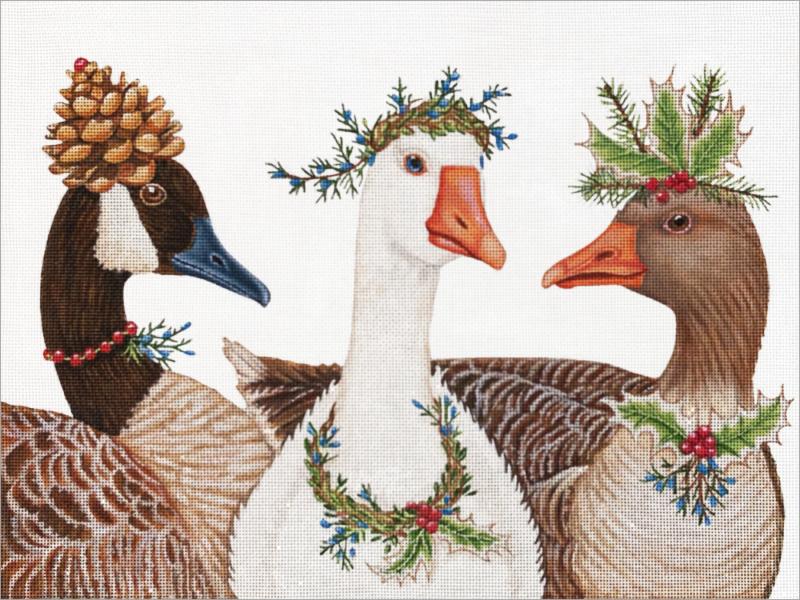 Festive Geese hand painted canvases 
