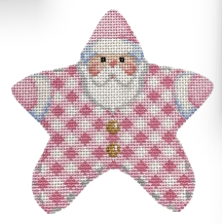 click here to view larger image of Baby Pink Gingham PJ Santa (hand painted canvases)
