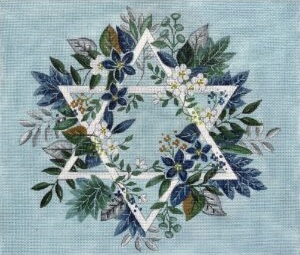 click here to view larger image of Blue Floral Star of David Tallis (hand painted canvases)
