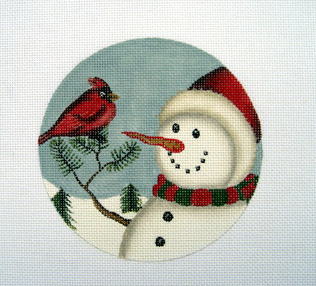 click here to view larger image of Snowman & Cardinal (hand painted canvases)
