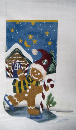 click here to view larger image of Christmas Cookie  Stocking (hand painted canvases)