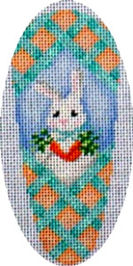 click here to view larger image of Aqua Lattice/Bunny/Carrots Carrot (hand painted canvases)