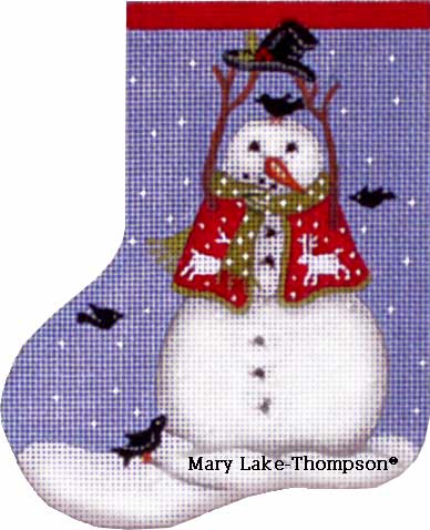 click here to view larger image of Black Bird Snowman Mini Sock (hand painted canvases)