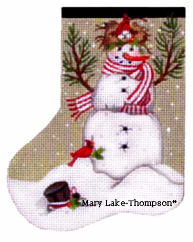 click here to view larger image of Bird Nest Snowman Mini Sock (hand painted canvases)