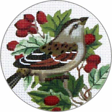 click here to view larger image of Bird and Berries Ornament (hand painted canvases)