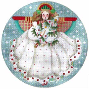 click here to view larger image of Peppermint Stick Angel Ornament (hand painted canvases)