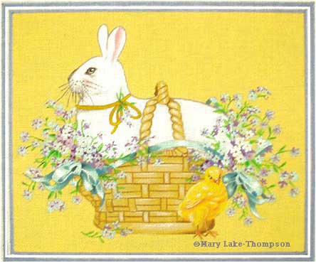click here to view larger image of White Bunny Basket (hand painted canvases)