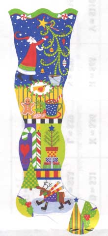 click here to view larger image of Spirit of Christmas Stocking, The (hand painted canvases)