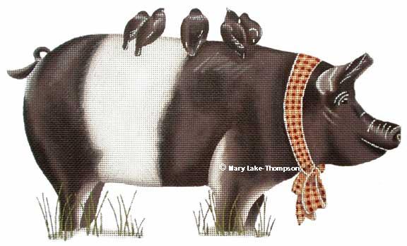 click here to view larger image of Hampshire Pig Black/White (hand painted canvases)