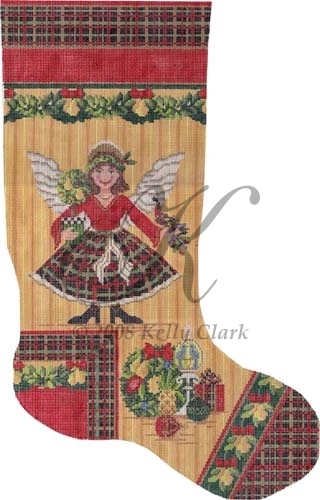 click here to view larger image of Elegant Angel and  Pear Tree Stocking (hand painted canvases)