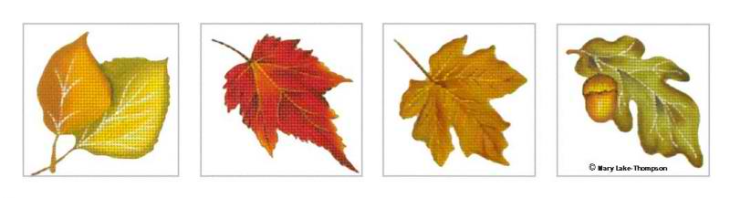 click here to view larger image of Autumn Leaves Coaster Set (hand painted canvases)