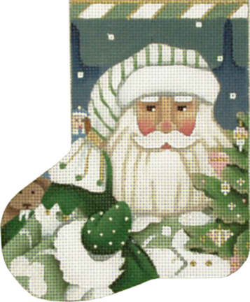 click here to view larger image of Wintergreen Santa Mini Sock (hand painted canvases)