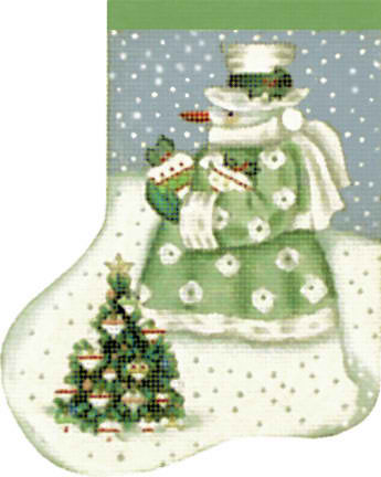 click here to view larger image of Wintergreen Snowman Mini Sock (hand painted canvases)