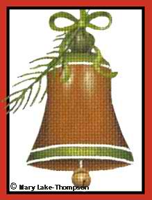 click here to view larger image of Bell with Evergreen Sprig Ornament (hand painted canvases)