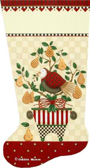 click here to view larger image of Partridge in a Pear Tree Stocking (hand painted canvases)