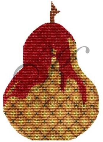 click here to view larger image of Candied Cherry Drizzled Pear Ornament (hand painted canvases)