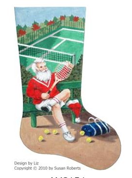 click here to view larger image of Santa Tennis Stocking (hand painted canvases)