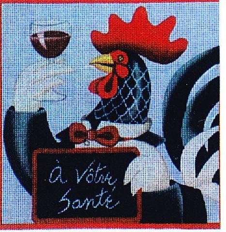 click here to view larger image of Rooster Waiter Sante (hand painted canvases)
