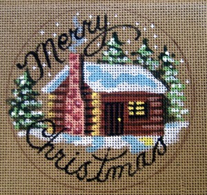 click here to view larger image of Merry Christmas (Log Cabin) (hand painted canvases)