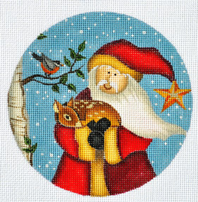 click here to view larger image of Santa and Deer Ornament (hand painted canvases)