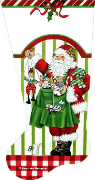 click here to view larger image of Toy Santa Stocking (hand painted canvases)