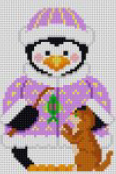 click here to view larger image of Penguin Girl with Kitten (hand painted canvases)