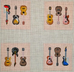 click here to view larger image of 4 Guitars Coaster  (hand painted canvases)