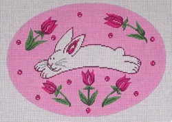 click here to view larger image of Running Bunny on Pink (hand painted canvases)