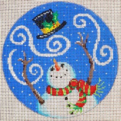 click here to view larger image of Windy Snowman Ornament (hand painted canvases)