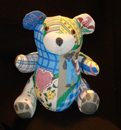 click here to view larger image of "Tommy" Patchwork Teddy Bear (hand painted canvases)