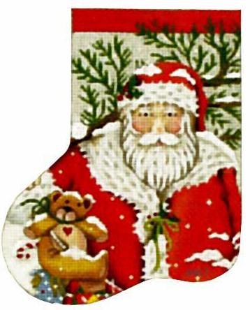click here to view larger image of Snowy Santa Mini Stocking (hand painted canvases)