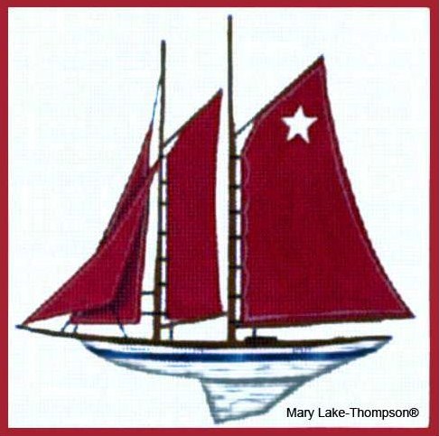 click here to view larger image of Red Sailboat  (hand painted canvases)