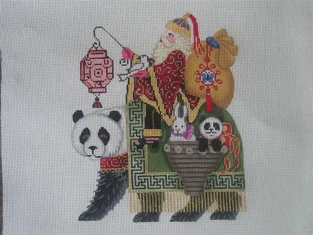 click here to view larger image of Santa on Panda (hand painted canvases)