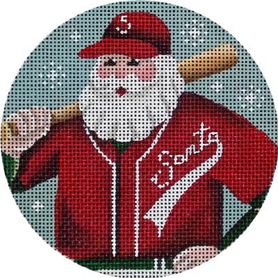 click here to view larger image of Baseball Santa Ornament (hand painted canvases)