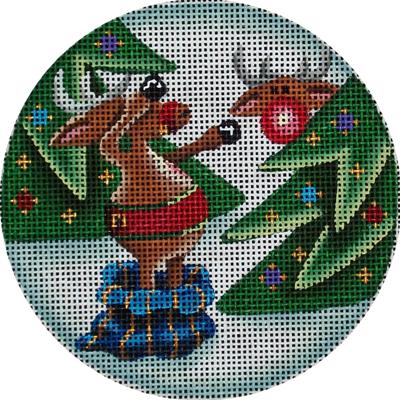 click here to view larger image of Glowing Rudolph Ornament (hand painted canvases)