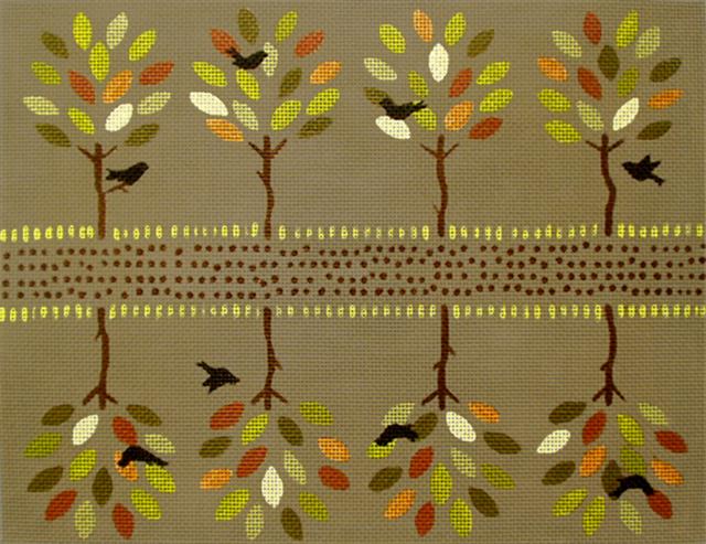 click here to view larger image of Autumn Trees Seasonal 2-Sided Clutch (hand painted canvases)