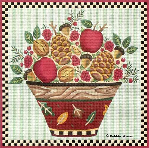 click here to view larger image of Apple & Pine Cone Bowl (hand painted canvases)
