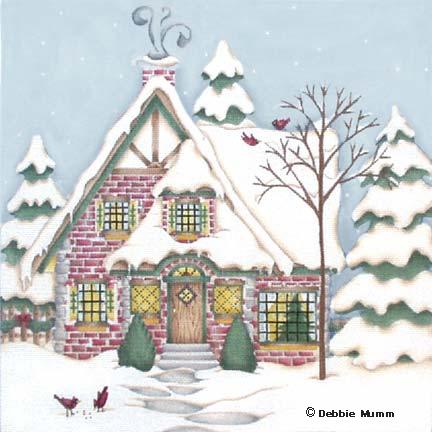 click here to view larger image of Conifer Cardinal Cottage (hand painted canvases)