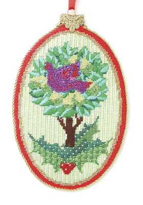 click here to view larger image of Partridge in a Pear Tree Ornament w/Stitch Guide (hand painted canvases)