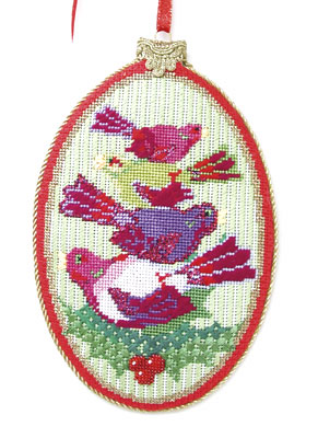 click here to view larger image of Four Calling Birds Ornament w/Stitch Guide (hand painted canvases)