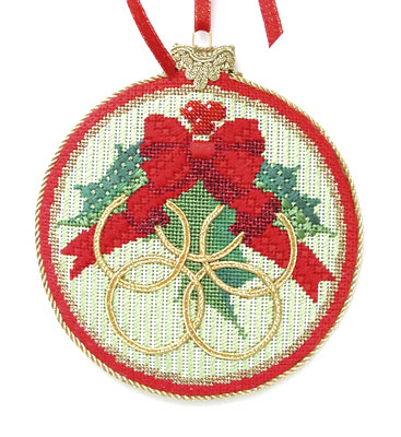 click here to view larger image of Five Golden Rings Ornament w/Stitch Guide (hand painted canvases)
