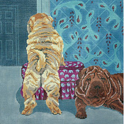 click here to view larger image of Chinese Shar-Peis (hand painted canvases)